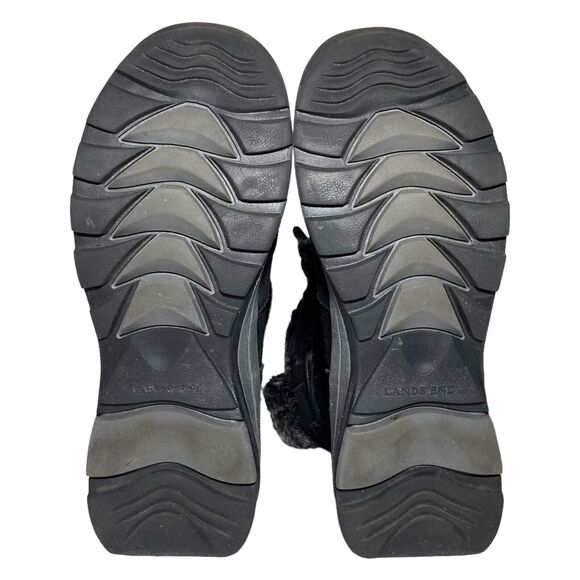 Lands End Women's Black Suede Winter Boots Size 7 B Faux Fur Trim Cold Weather - Picture 10 of 12